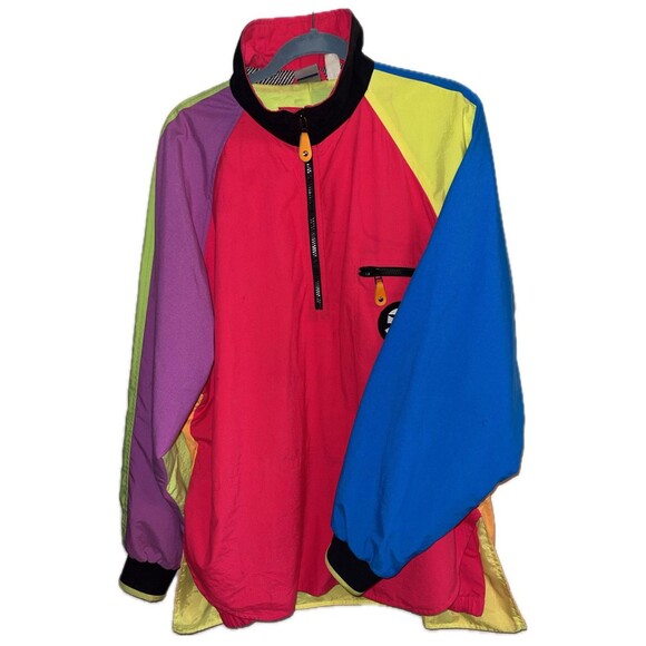 VTG 80’s Neon Ocean Pacific OP Pull Over Jacket Performance Board Wear Size M - Picture 3 of 14